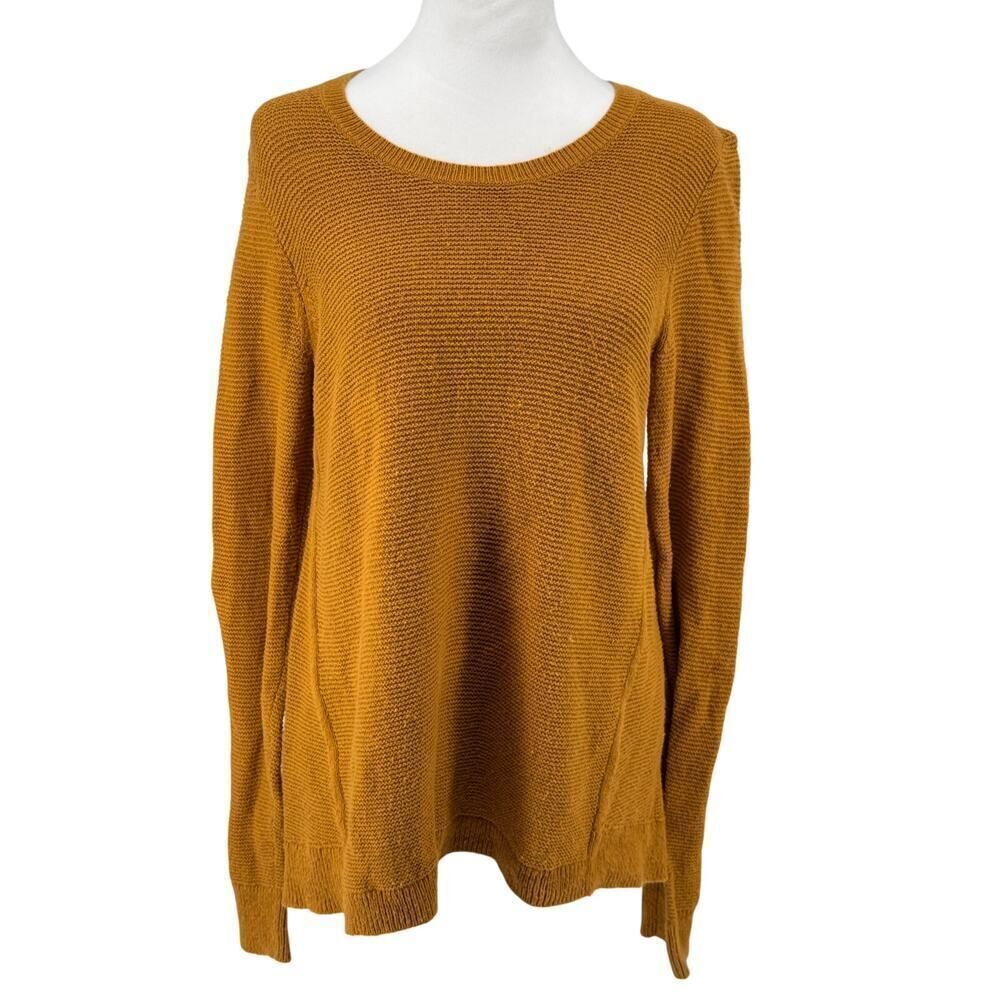 Madewell Women’s Mustard Yellow Knit Sweater Pullover Size Medium Cotton Blend